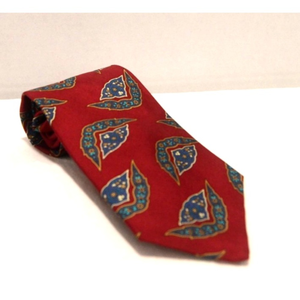 Stafford 100% Silk Tie Made in USA Red w/Custom design 3.5" Wide Standard Length